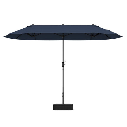 Double-Sided Patio Umbrella with Stand, UPF 50+, Dark Blue