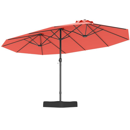 Double-Sided Patio Umbrella with Stand, UPF 50+, Orange