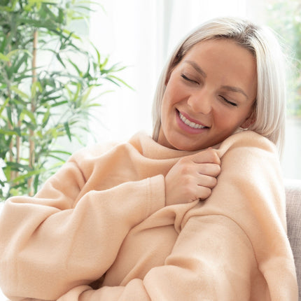 Double Sleeved Blanket with Central Pocket Doublanket InnovaGoods - Beige