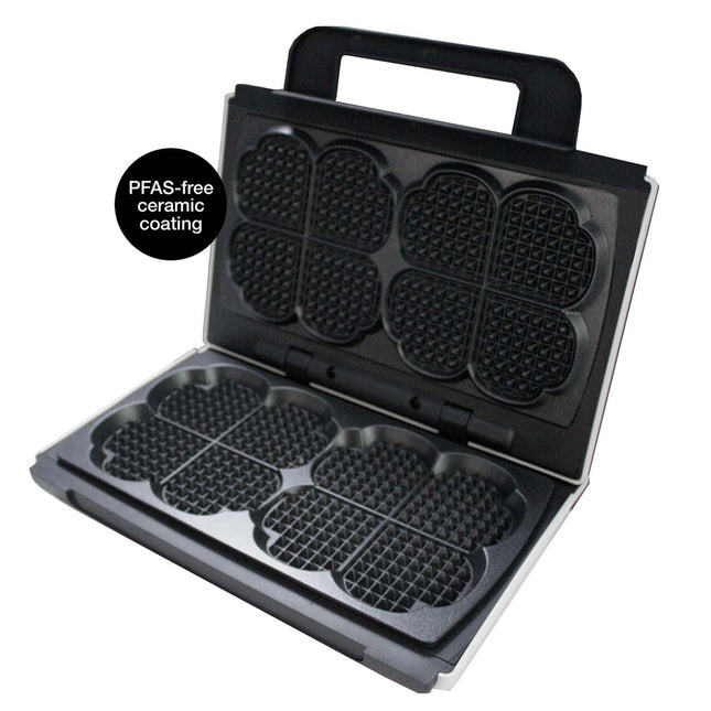 Double Waffle Maker, White Ceramic Surface