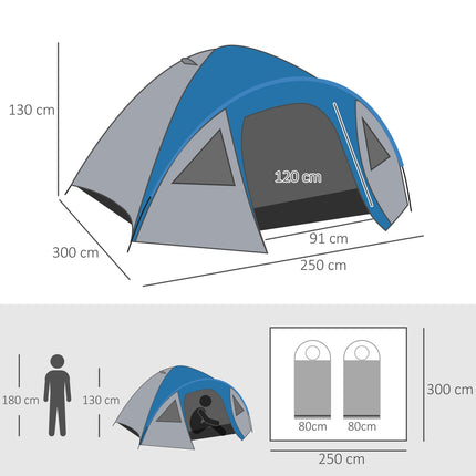 Waterproof dome tent for 4 people - 4 seasons, mosquito net
