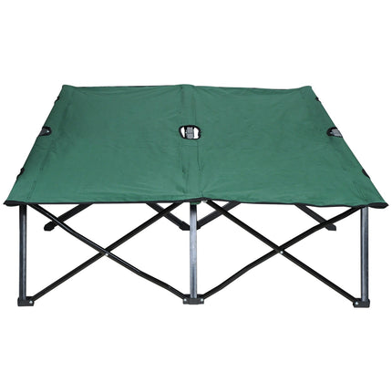 Double camping bed with carry bag, steel frame, 136 kg capacity