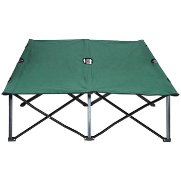 Double camping bed with carry bag, steel frame, 136 kg capacity