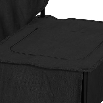 Double camping chair with table, cup holder, black