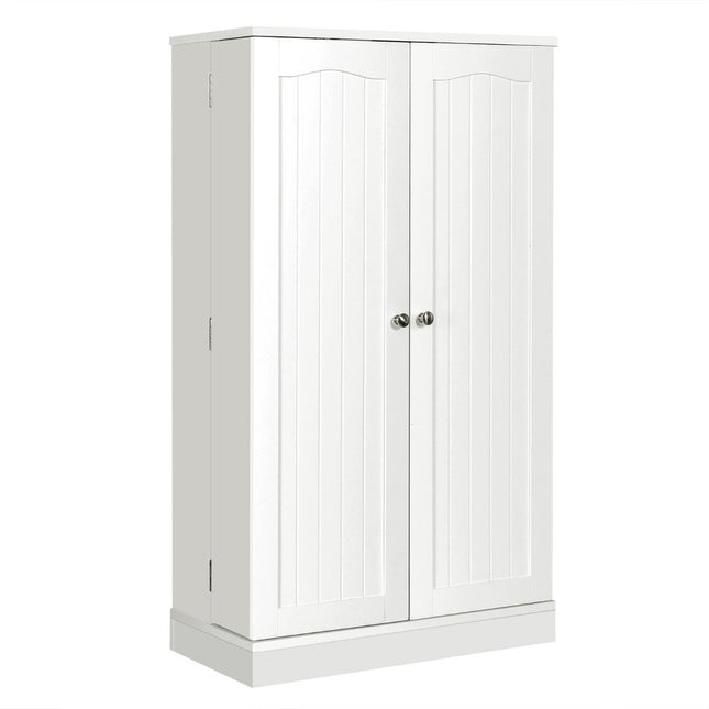 Double-door storage cabinet with 6 adjustable shelves 59 x 30.5 x 103.5 cm White