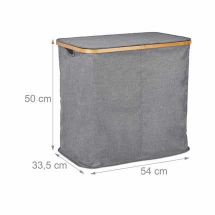 Double laundry basket with lid gray