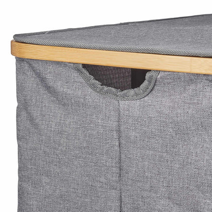 Double laundry basket with lid gray