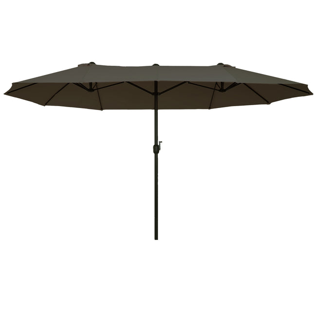 Double parasol garden umbrella, grey, oval, hand crank