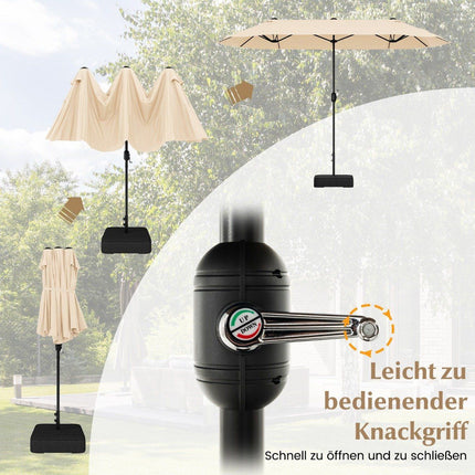 Double parasol with stand 400 x 200 cm parasol large XXL beige