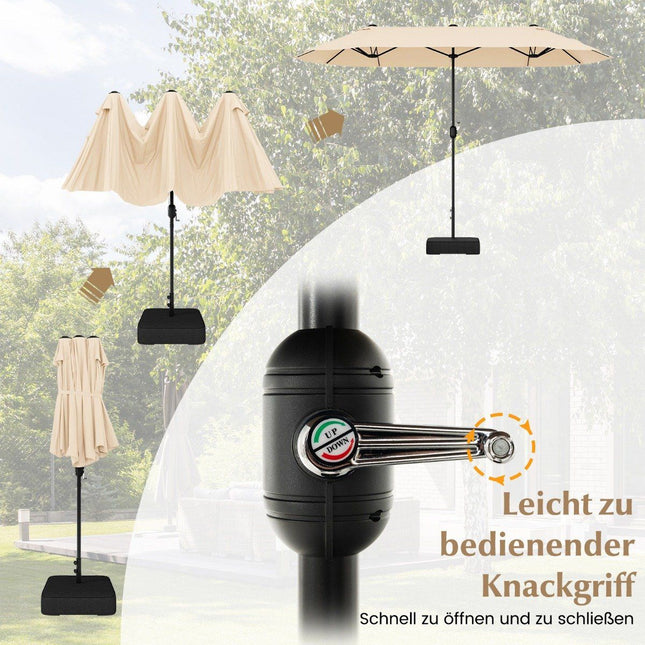 Double parasol with stand 400 x 200 cm parasol large XXL beige