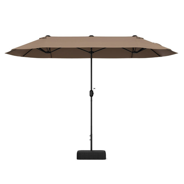 Double parasol with stand 400 x 200 cm parasol large XXL brown