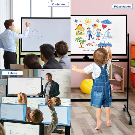 Double-sided magnetic mobile whiteboard mobile rolling whiteboard for office black
