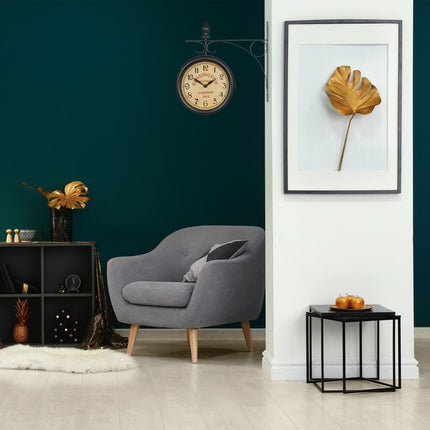 Double-sided station clock in black