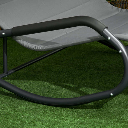 Dubbele ligstoel, schommelbank met zonnekap, schommelstoel op wielen, tuinligstoel met kussen, 220 kg belasting, voor 2 personen, donkergrijs, 200x139x140cm Aosom