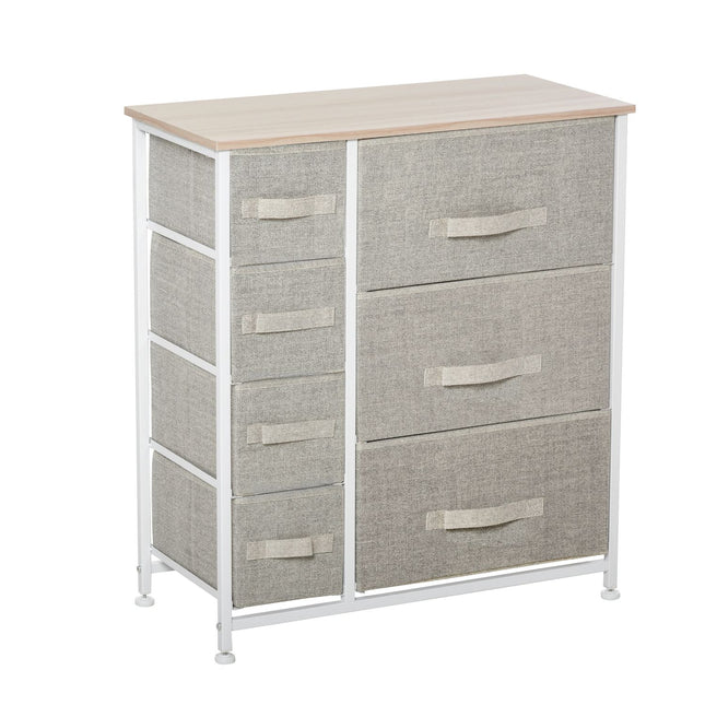 Space-saving gray storage cabinet with 7 collapsible drawers
