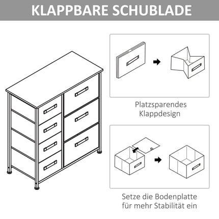 Space-saving gray storage cabinet with 7 collapsible drawers