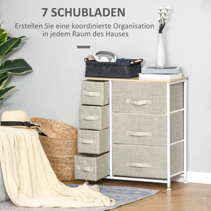 Space-saving gray storage cabinet with 7 collapsible drawers