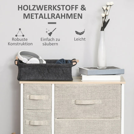 Space-saving gray storage cabinet with 7 collapsible drawers