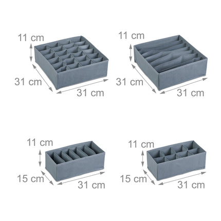 Drawer Organiser Set – 4-Piece Fabric Storage Boxes