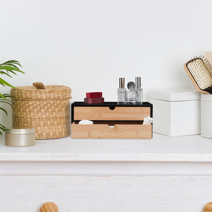 Drawer box in bamboo & MDF 2 compartments
