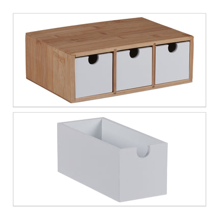 Drawer box in bamboo & MDF 3 compartments