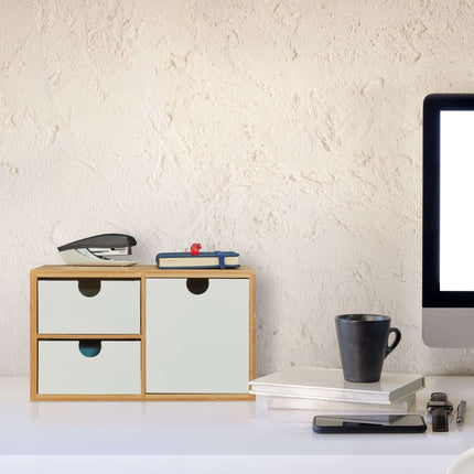 Drawer box in bamboo &amp; MDF 3 compartments
