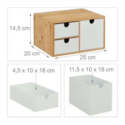 Drawer box in bamboo &amp; MDF 3 compartments