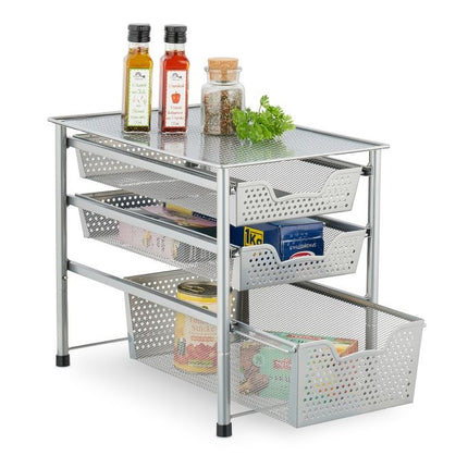 Drawer shelf with 3 pull-out baskets