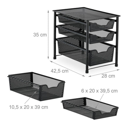 Drawer shelf with 3 pull-out baskets