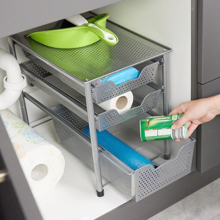 Drawer shelf with 3 pull-out baskets