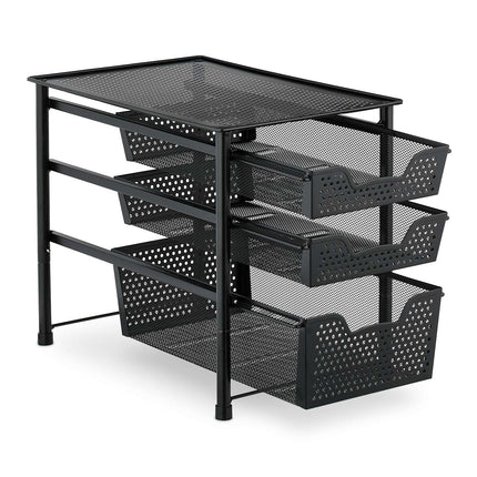 Drawer shelf with 3 pull-out baskets