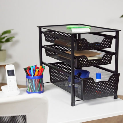 Drawer shelf with 3 pull-out baskets