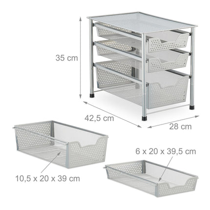 Drawer shelf with 3 pull-out baskets