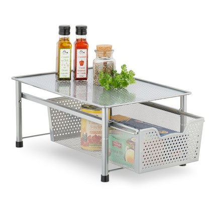 Drawer shelf with pull-out basket