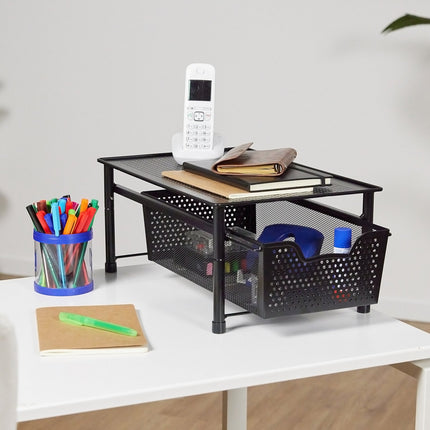 Drawer shelf with pull-out basket