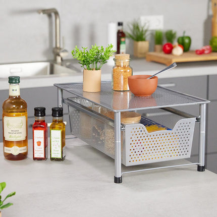 Drawer shelf with pull-out basket