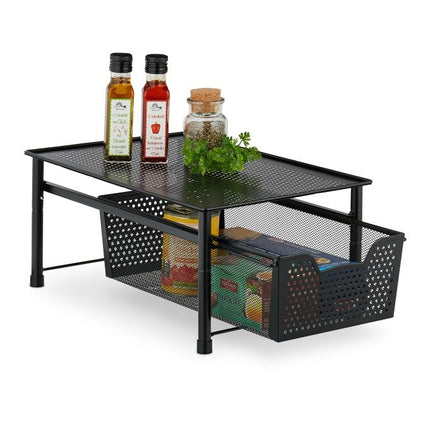 Drawer shelf with pull-out basket