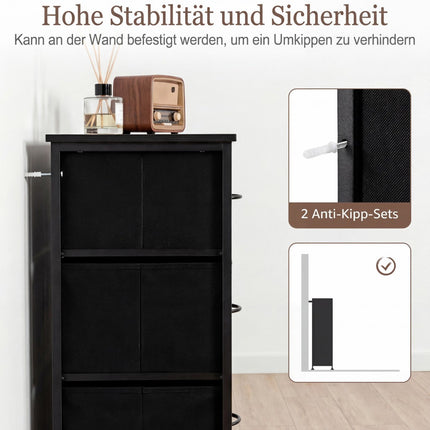 Dresser with 11 Fabric Drawers, Metal Frame, Wood Top