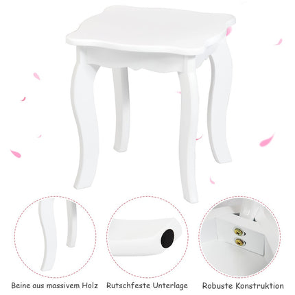 Dressing table set children's 2 in 1 with triple folding mirror and drawer white