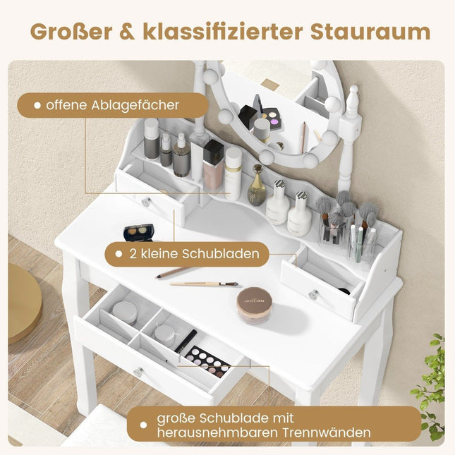 Dressing table with LED lighting adjustable brightness dressing table with 3 drawers white