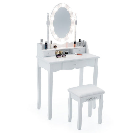 Dressing table with LED lighting adjustable brightness dressing table with 3 drawers white