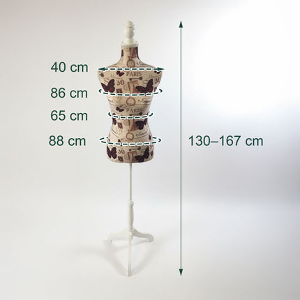 Dressmaker Dummy 36/38 with Stand, Adjustable Height