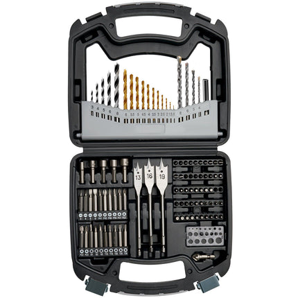 Drill and Screwdriver Bit Set, 101 Pieces, HSS and CR-V, Carrying Case