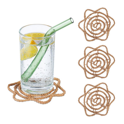 Drink Coaster Set, Palm Fibre, Heat-Resistant, 4-Pack