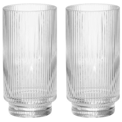Drinking Glasses, Ribbed Clear Glass, 49 cl, 2-Pack