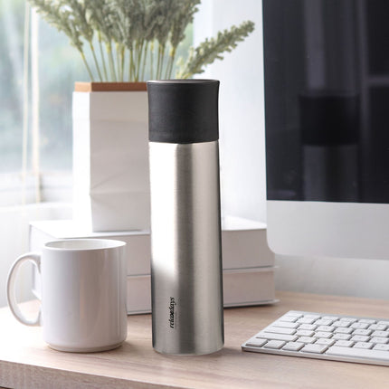 Drinking bottle in stainless steel 750 ml with cup