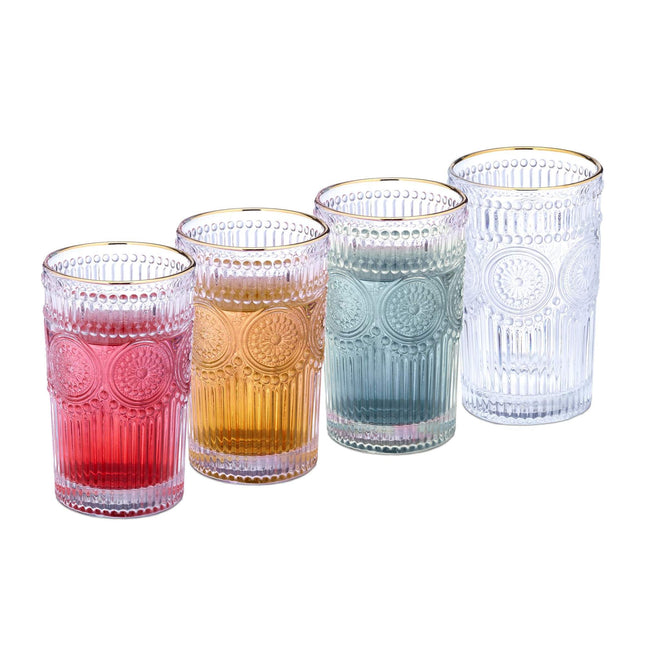 Drinkglazen vintage 40 cl set van 4