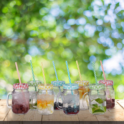 Drinking glasses with straws - set of 8