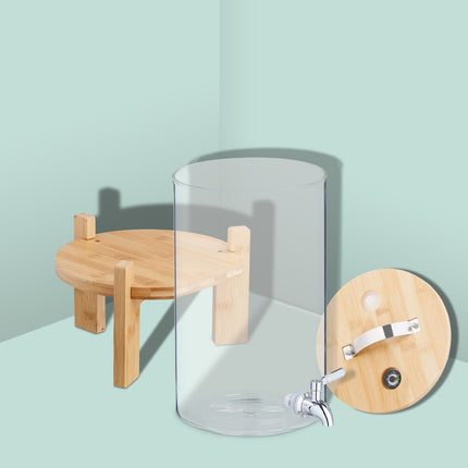 Drinks Dispenser with Tap, Bamboo Stand, Thermometer