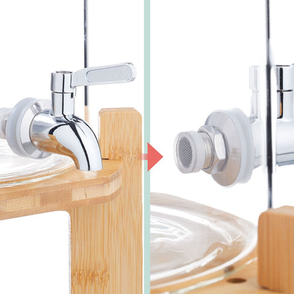 Drinks Dispenser with Tap, Bamboo Stand, Thermometer